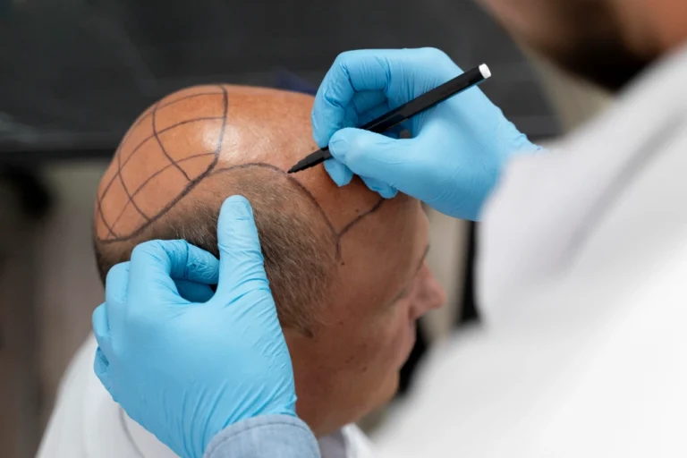 male going through follicular unit extraction process 1